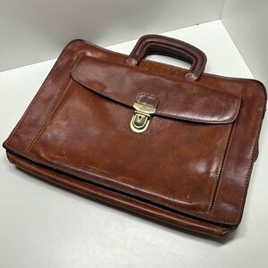 Tony Perotti Distressed leather satchel briefcase, suede lined